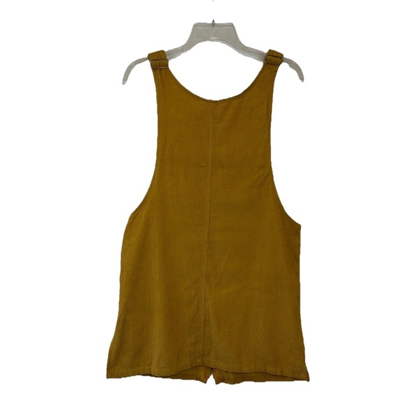 UNIF Mustard Yellow Corduroy Overall Mini Dress Women’s Medium Patch Pockets Zip - Picture 2 of 7
